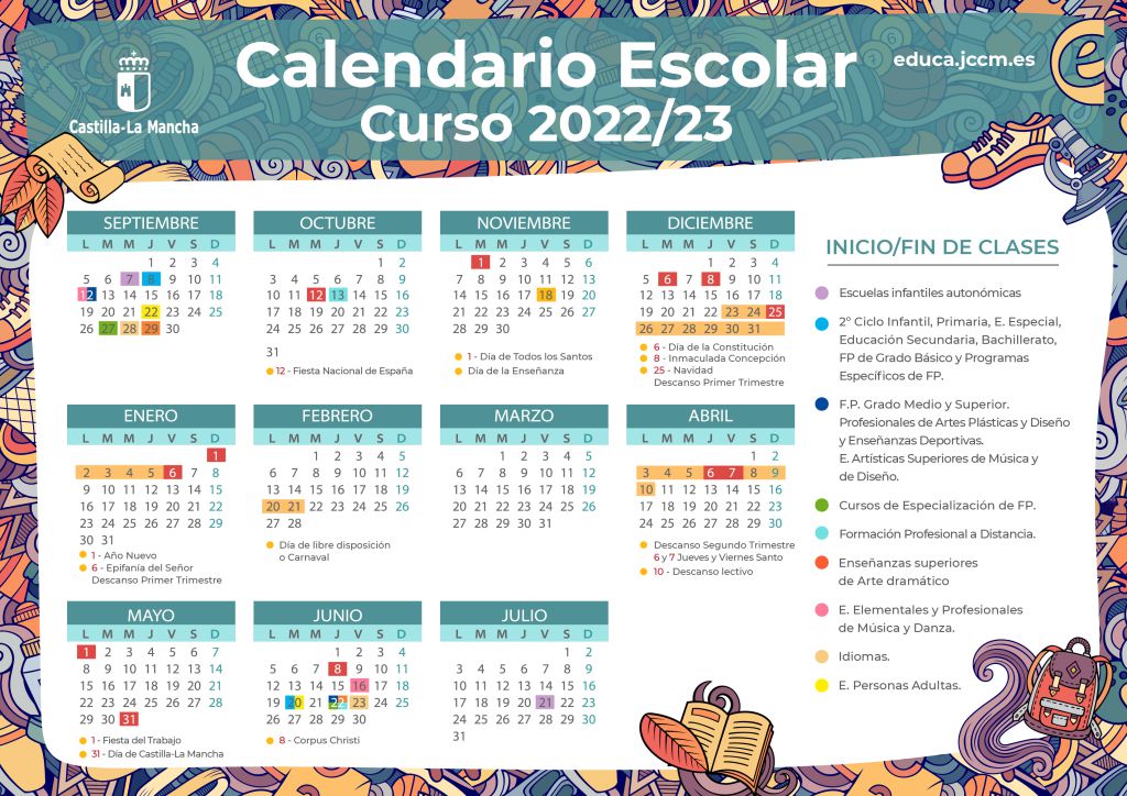 Descarga el calendario escolar para el curso 20222023